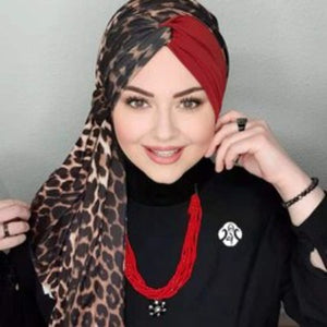 Women's Arabian Modal Headwear Leopard Printed Luxury Hijabs