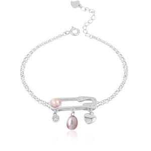 Women's 100% 925 Sterling Silver Pearl Geometric Wedding Bracelet
