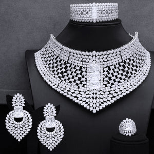 Women's Copper Cubic Zirconia Luxury Wedding Trendy Jewelry Set