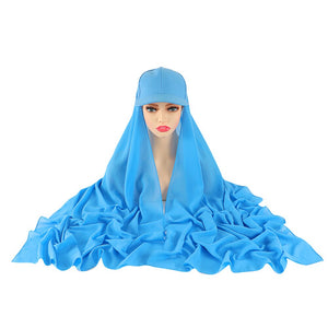 Women's Arabian Polyester Headwear Plaid Elegant Hijabs