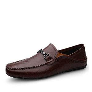Men's Genuine Leather Round Toe Slip-On Closure Luxury Shoes
