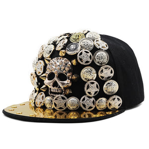 Men's Cotton Adjustable Hip Hop Skull Pattern Luxury Outdoor Caps
