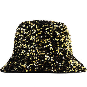 Women's Cotton Sequined Pattern Casual Hip Hop Bucket Hats