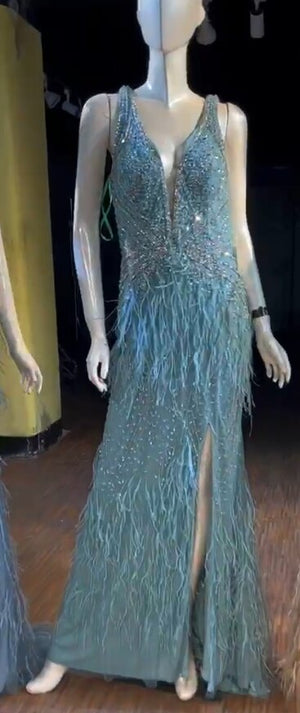 Women's Polyester Sleeveless Luxury Mermaid Backless Party Dress