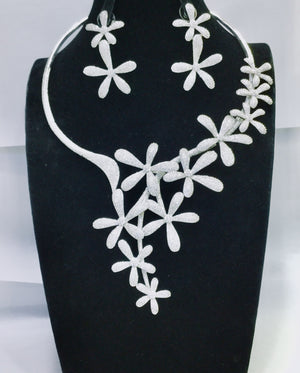 Women's Copper Cubic Zirconia Elegant Flower Bridal Jewelry Sets