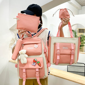 Women's Nylon Zipper Closure Open Pocket Elegant School Backpack