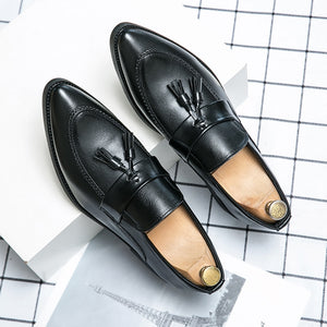 Men's Microfiber Pointed Toe Slip-On Closure Plain Casual Shoes