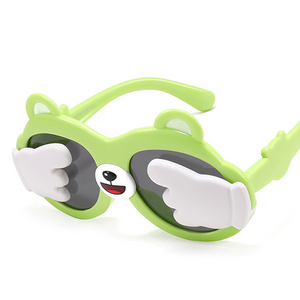 Kid's Acetate Frame Flexible Anti UV Protection Oval Sunglasses