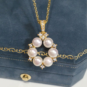 Women's Gold Filled Freshwater Pearl Trendy Round Necklaces