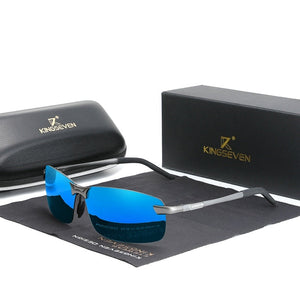 Men's Aluminum Magnesium Frame Rectangle Rimless UV400 Sunglasses