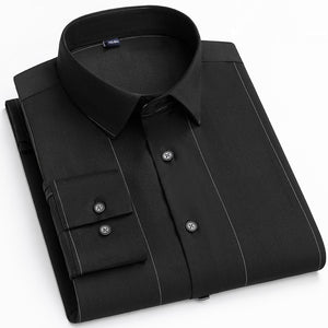 Men's Polyester Single Breasted Striped Pattern Formal Wear Shirt