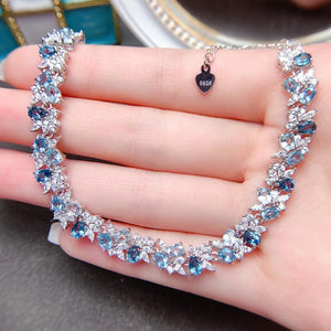 Women's 100% 925 Sterling Silver Topaz Wedding Trendy Bracelet