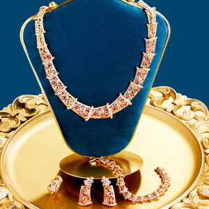 Women's Copper Cubic Zirconia Classic Bridal Wedding Jewelry Sets