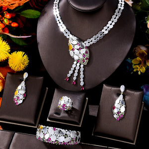 Women's Copper Cubic Zirconia Wedding Water Drop Jewelry Set