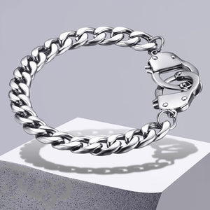 Men's Stainless Steel Lobster Clasp Round Pattern Trendy Bracelet