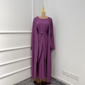 Women's Arabian Polyester Full Sleeve Solid Pattern Modest Dresses