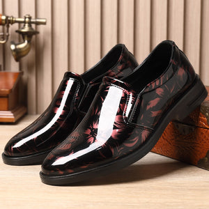 Men's Patent Leather Pointed Toe Slip-On Closure Wedding Shoes