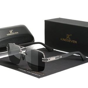 Men's Aluminum Frame Polarized Semi-Rimless Retro Sunglasses