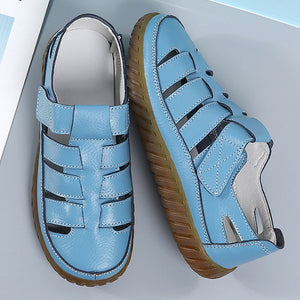 Women's PU Leather Round Toe Hook & Loop Closure Casual Shoes