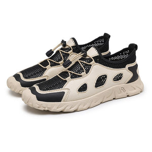 Men's Round Toe Lace Up Closure Breathable Solid Pattern Sneakers