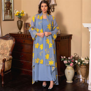 Women's Arabian Square Neck Polyester Full Sleeve Casual Dress