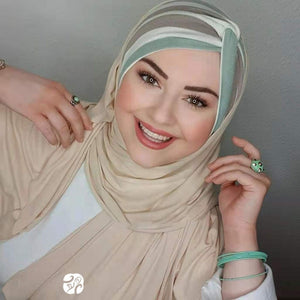 Women's Arabian Modal Head Wrap Striped Pattern Luxury Hijabs