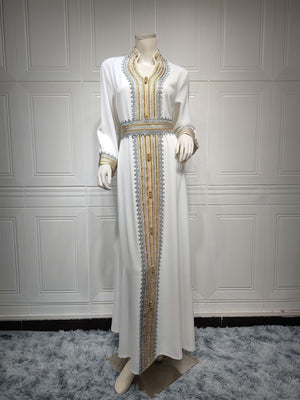 Women's Arabian Polyester Full Sleeve Embroidery Party Abaya