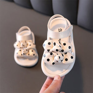 Baby Girl's PU Peep Toe Hook And Loop Closure Dotted Sandals