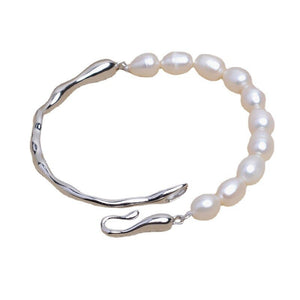 Women's 100% 925 Sterling Silver Pearl Round Pattern Bracelet