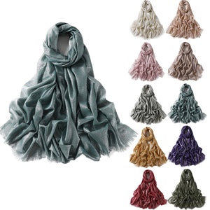 Women's Arabian Cotton Quick-Dry Glitter Casual Wear Hijabs