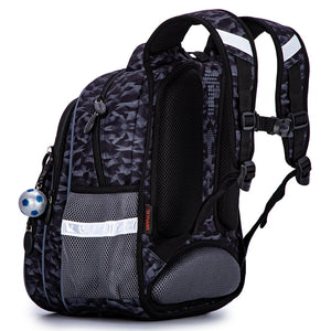 Kid's Sports Multi Slit Pocket Double Zipper Closure Backpack