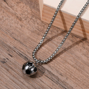 Men's Stainless Steel Link Chain 3D Soccer Football Necklace