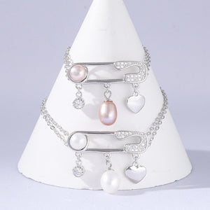 Women's 100% 925 Sterling Silver Pearl Geometric Wedding Bracelet