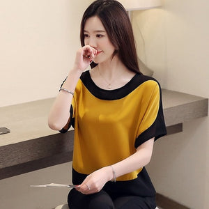 Women's O-Neck Polyester Short Sleeves Casual Wear Solid Blouse