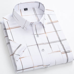 Men's Polyester Turndown Collar Short Sleeve Casual Wear Shirt