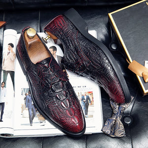 Men's Genuine Leather Pointed Toe Lace-Up Closure Formal Shoes