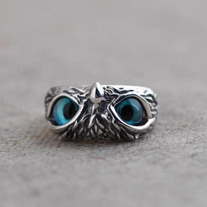 Women's 925 Sterling Silver Retro Owl Pattern Vintage Ring