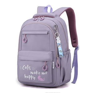 Kid's Girl Nylon Letter Pattern Zipper Closure School Backpack