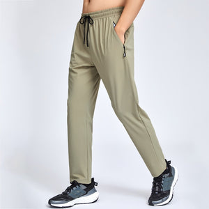 Men's Polyester Drawstring Closure Fitness Sports Wear Trousers
