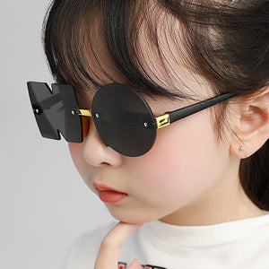 Kid's Resin Frame Gradient Rimless Sunshades Round Sunglasses