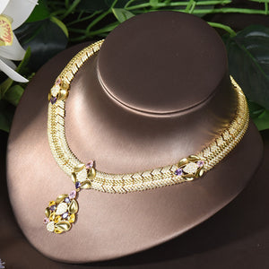 Women's Copper Cubic Zirconia Luxury Wedding Trendy Jewelry Sets