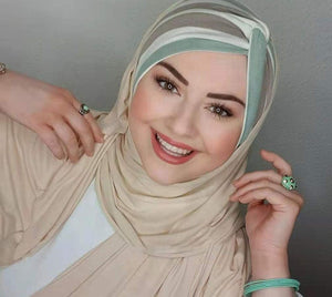 Women's Arabian Acetate Headwear Sequins Pattern Luxury Hijabs