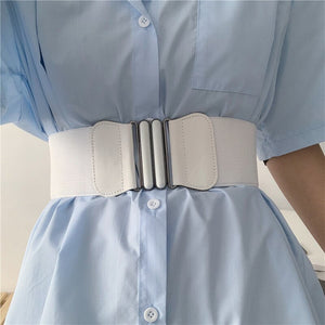Women's Microfiber Elastic Waist Buckle Wide Cummerbund Belt