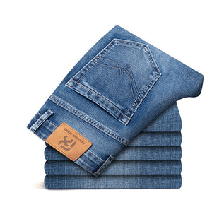 Men's Denim Mid Waist Zipper Fly Solid Pattern Casual Jeans