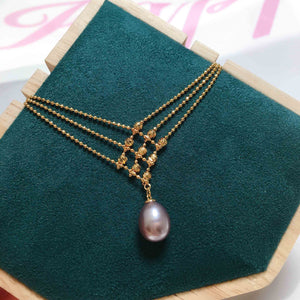 Women's Gold Filled Freshwater Pearl Trendy Water Drop Necklace