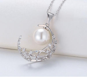 Women's 100% 925 Sterling Silver Freshwater Pearl Classic Necklace