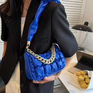 Women's PU Leather Zipper Closure Luxury Solid Shoulder Bags
