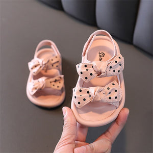 Baby's Girl PU Hook Loop Closure Soft Microfiber Flat Sandals