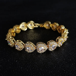 Women's Gold Filled Zircon Trendy Bridal Wedding Heart Bracelet