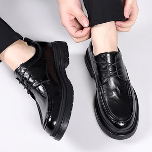 Men's Leather Round Toe Lace-Up Closure Plain Formal Wear Shoes